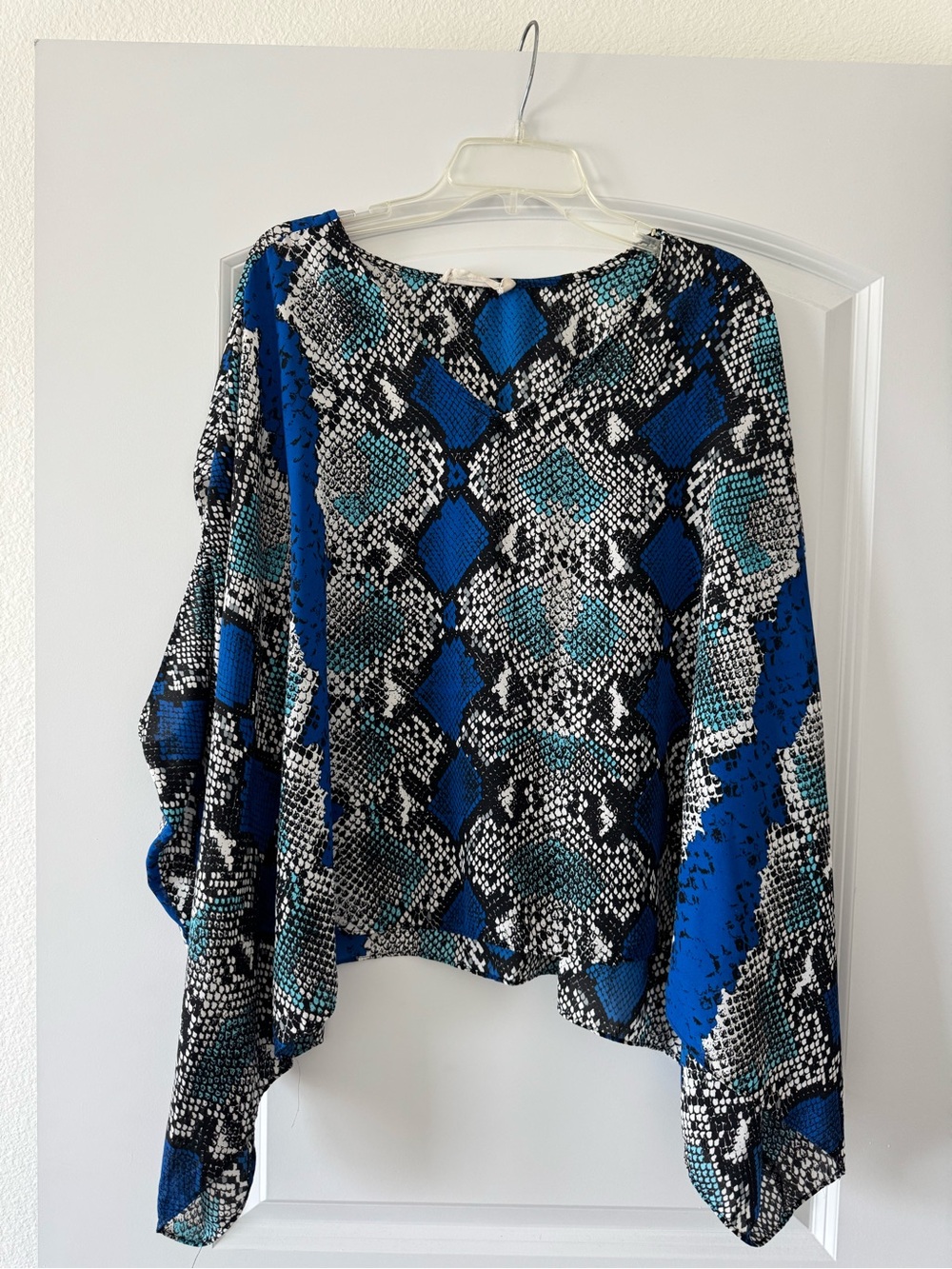 Buddy Love Blue & Black Snake-Print Top Size S/M